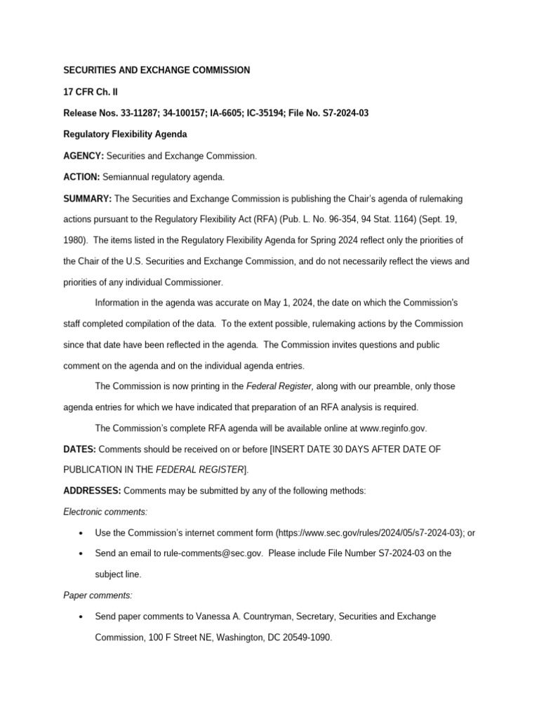 Preamble 3235 Sec Pdf U S Securities And Exchange Commission