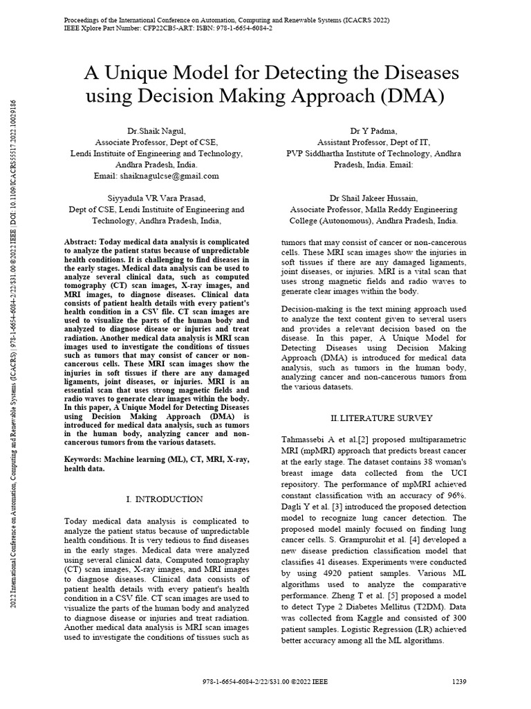 Disease Detection Model Using DMA | PDF | Machine Learning | Magnetic ...