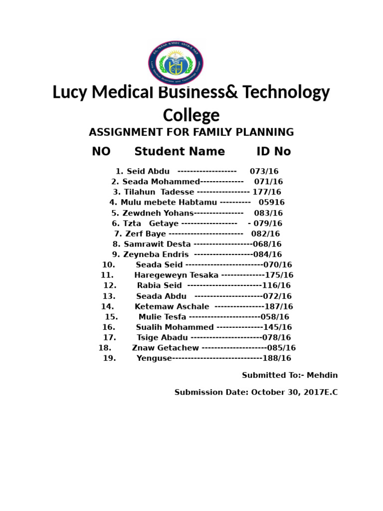 family-planning-assignment-list-pdf