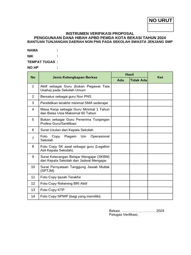 Instrumen - Verval - Tunda - Gpai - Non - PNS - 2024 - SMP | PDF