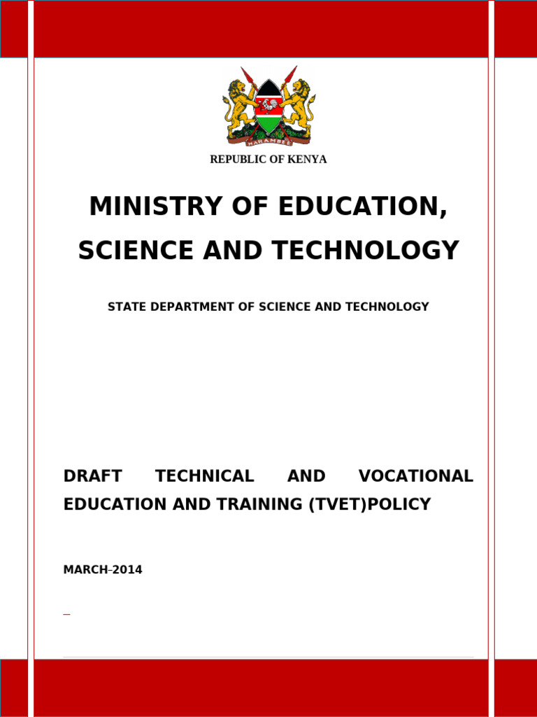 Kenya's TVET Policy Framework 2014 | PDF | Vocational Education