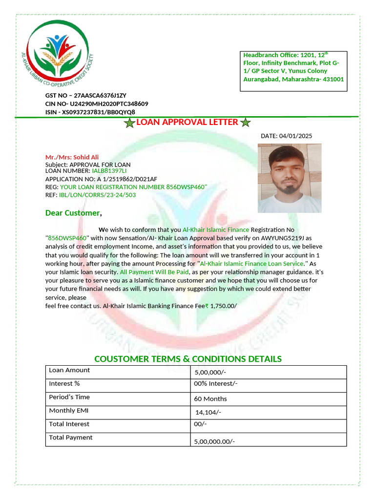 Al Khair Bank Approval Letter PDF Islamic Banking And Finance Banks