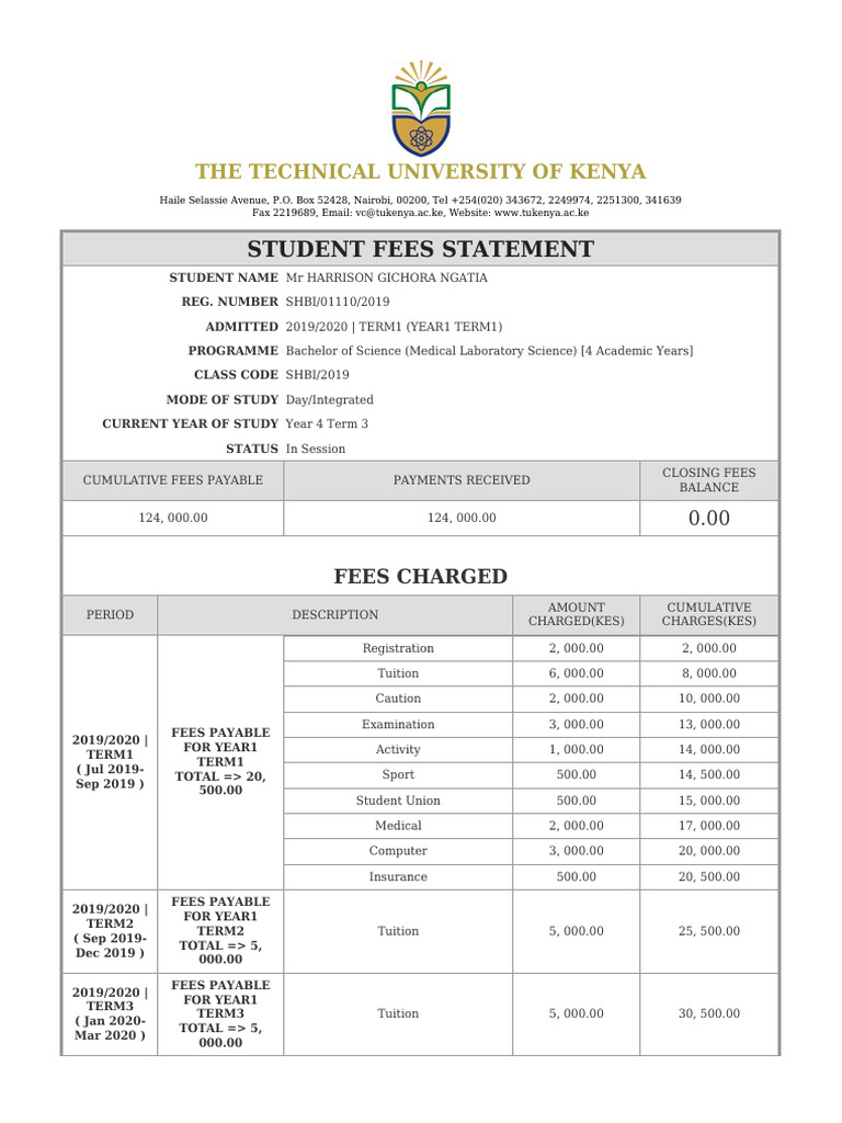 Fees-Statement-SHBI 01110 2019 | PDF | Cash | Business