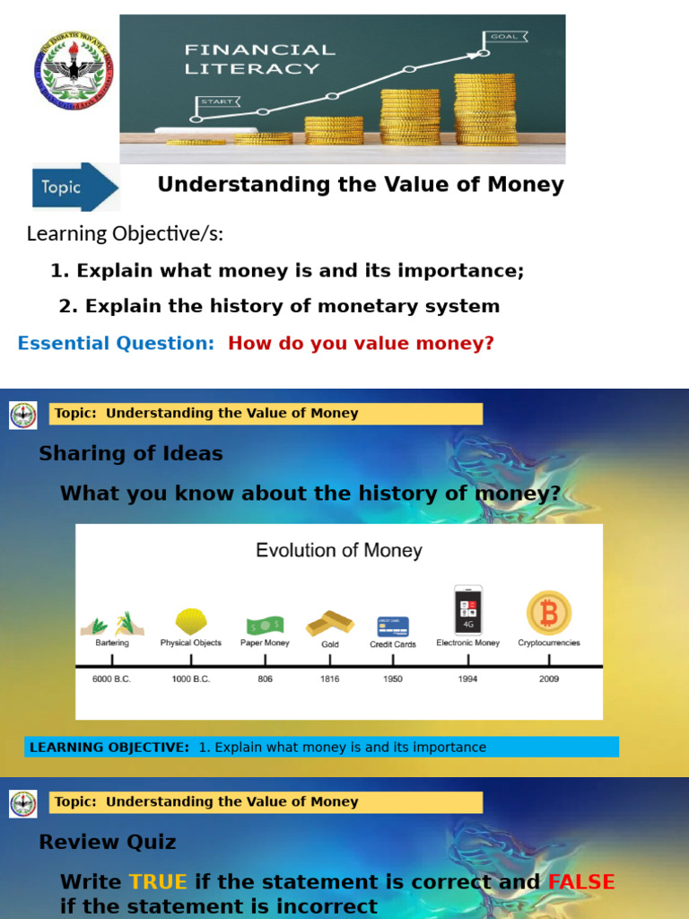 Understanding Money And Its Importance Pdf Money Value Economics