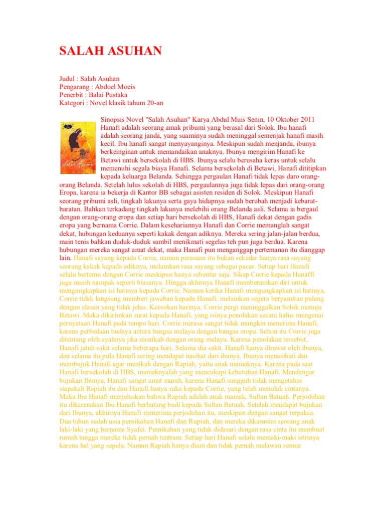 Unsur Intrinsik Dan Ekstrinsik Novel Azab Dan Sengsara