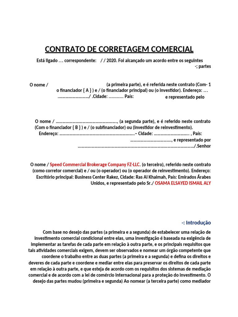 Contrato de Corretagem Comercial 2020 | PDF | Cheque (banco) | Arbitragem