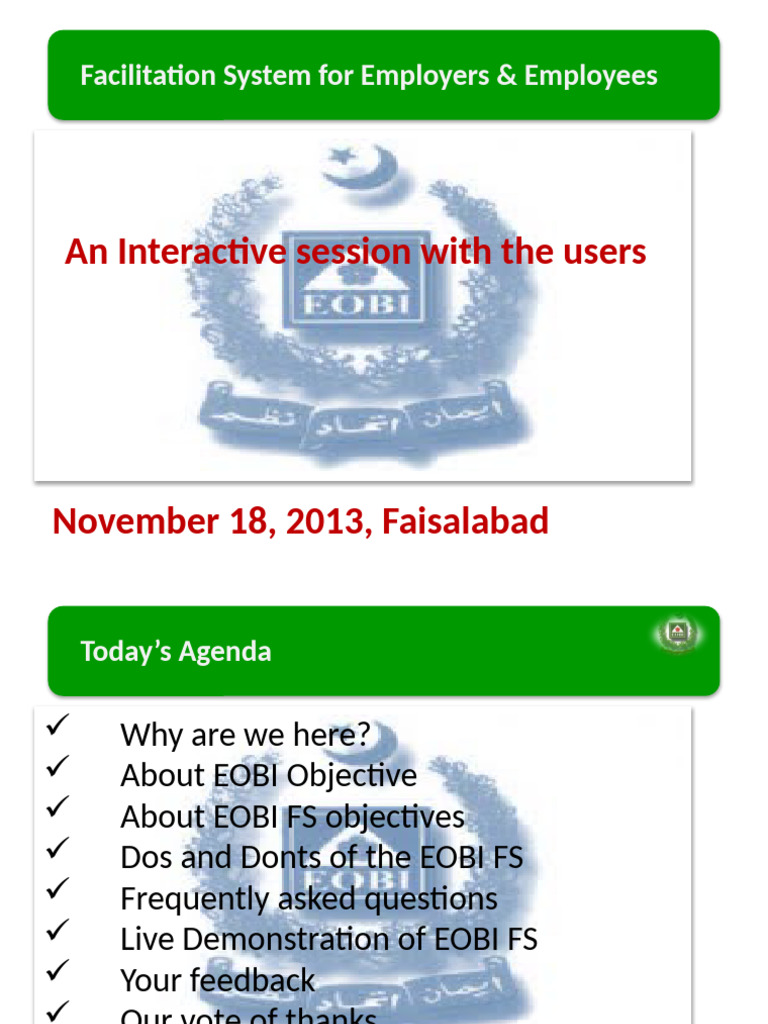 EOBI Facilitation System Overview | PDF