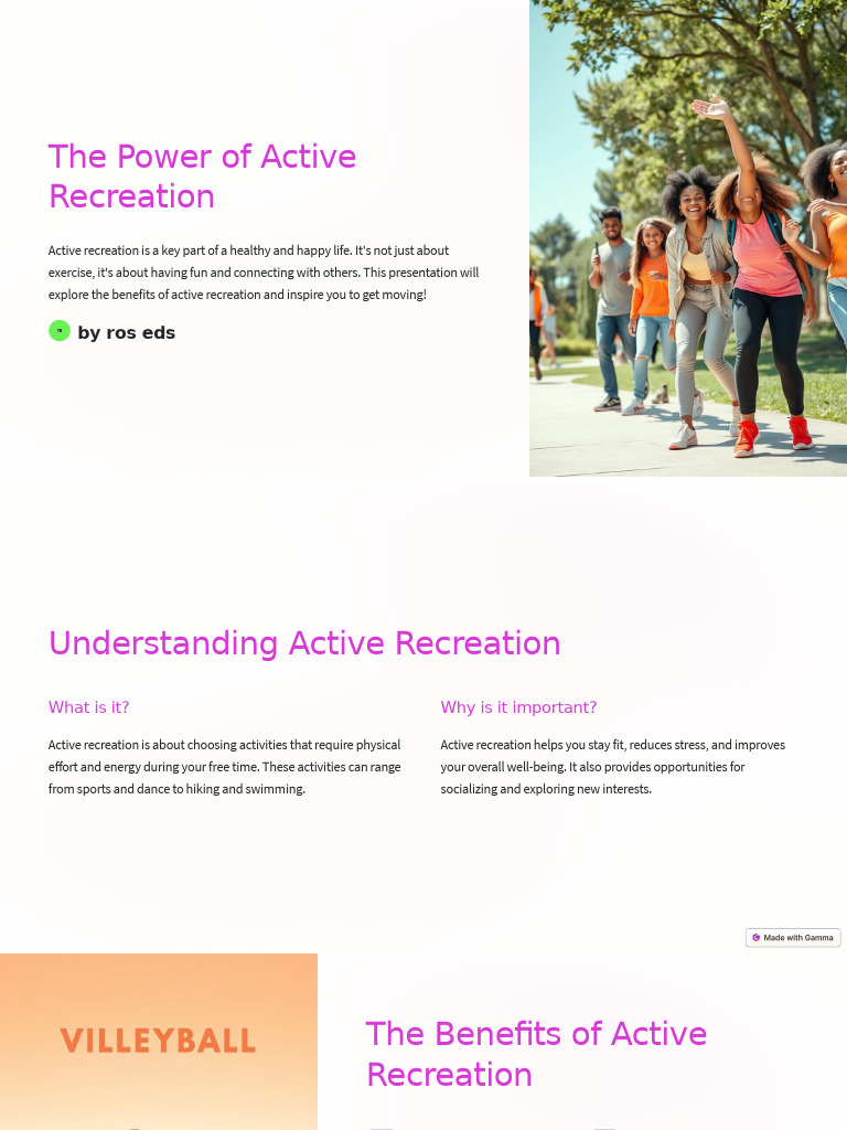 Benefits of Active Recreation Explained | PDF | Recreation | Psychology