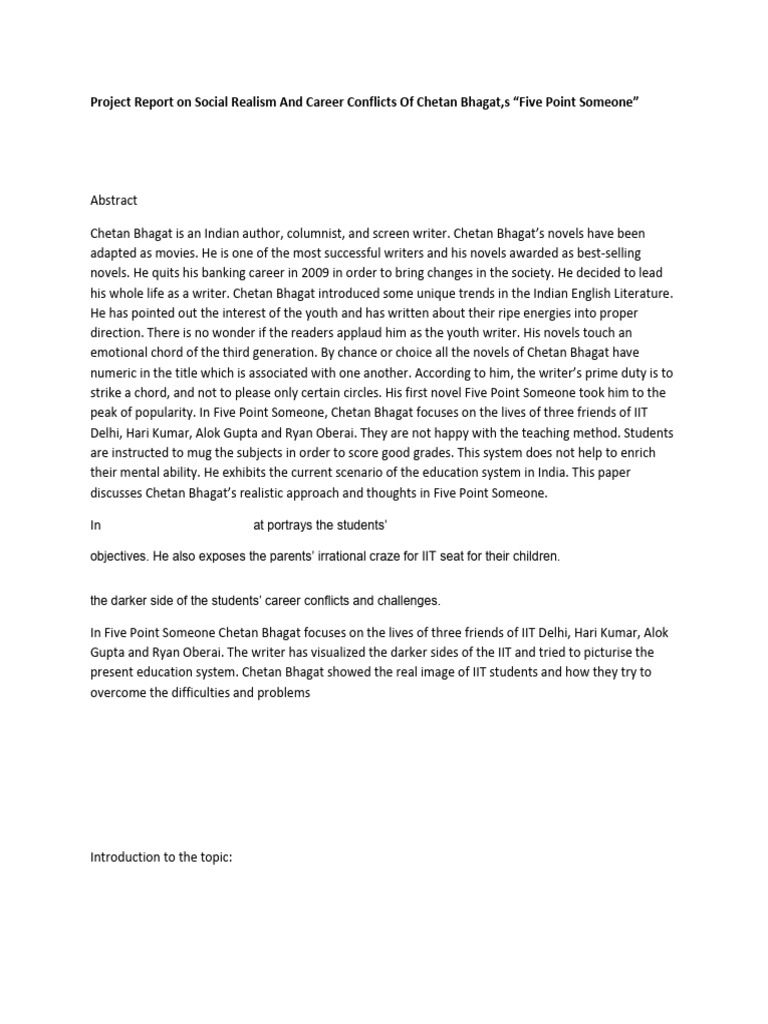 Social Realism in Bhagat's Five Point Someone | PDF