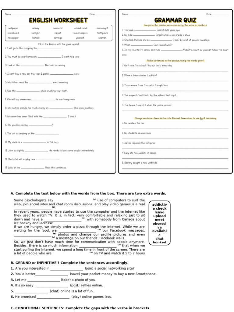 Grade 9 Grammar Test Exercises | PDF