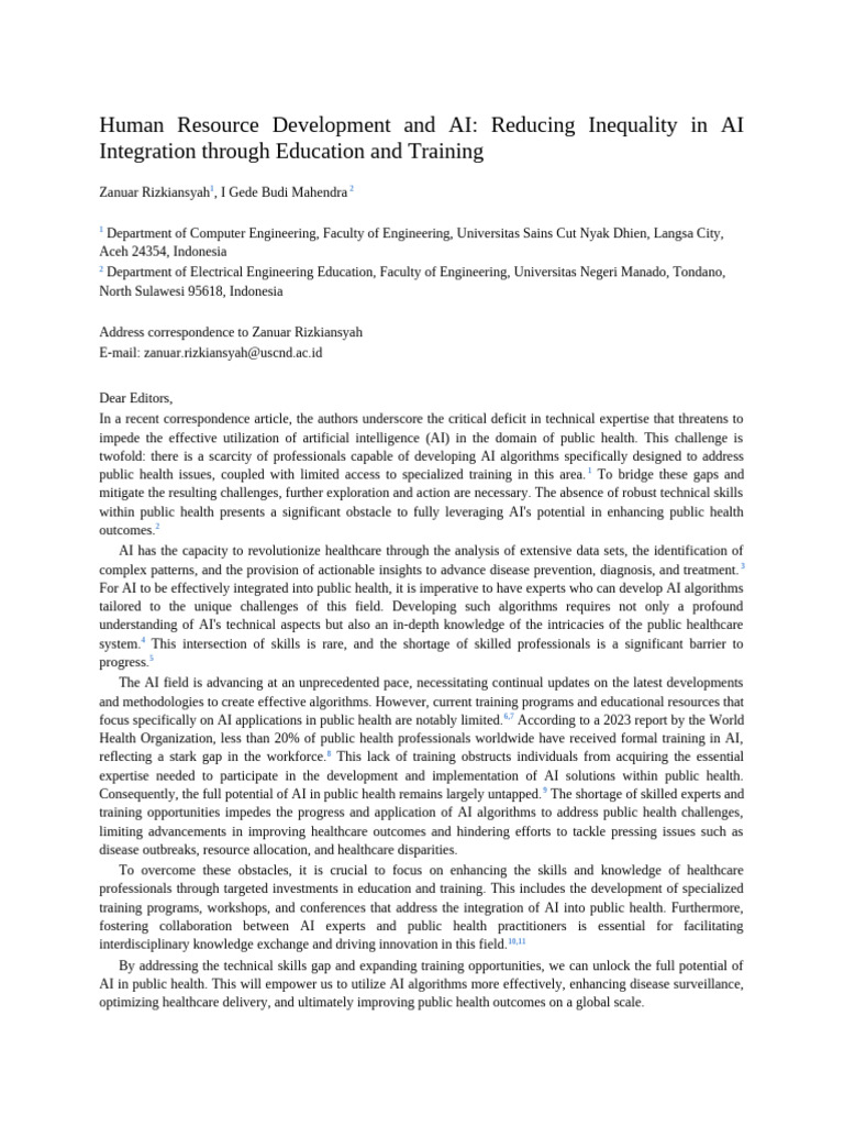 AI in Public Health: Bridging Skills Gap | PDF | Artificial ...