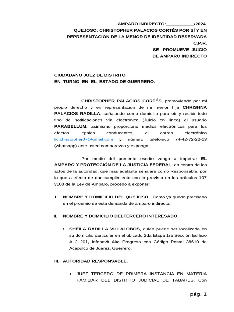 Amparo Indirecto por Alimentos 2024 | PDF | Caso de ley | Judicaturas