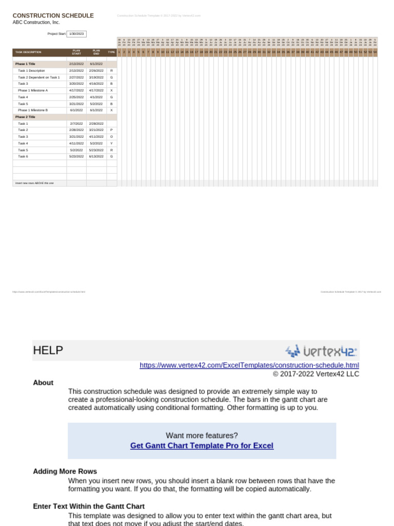 Construction Schedule Template Excel | PDF | Microsoft Excel | Worksheet