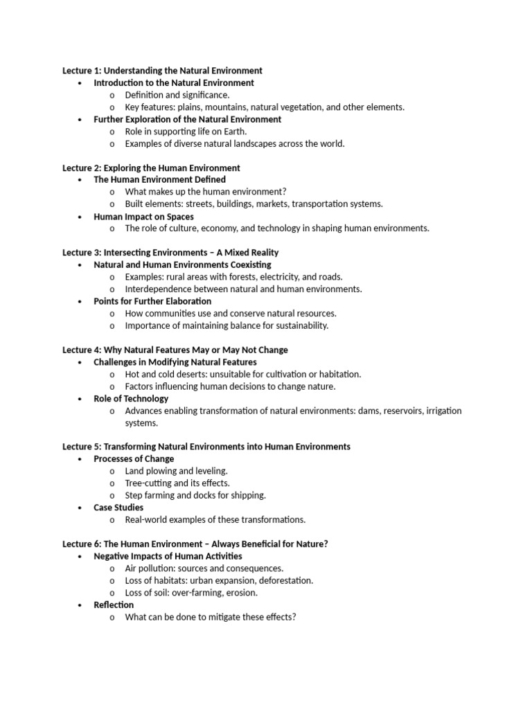 Understanding Natural and Human Environments | PDF | Natural ...