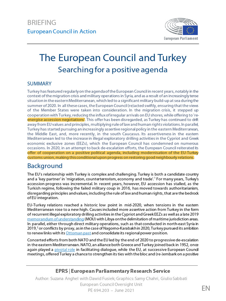 EU-Turkey Relations: A Positive Agenda | PDF | European Union ...