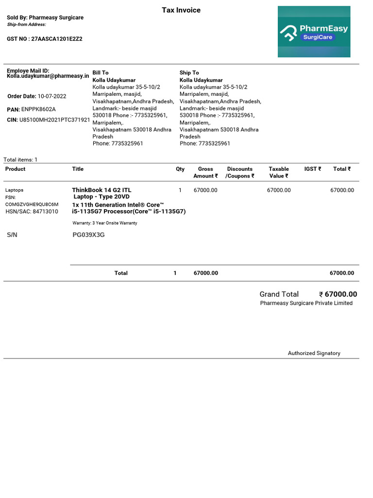 Downloading Your Pharmeasy Invoice Guide | PDF