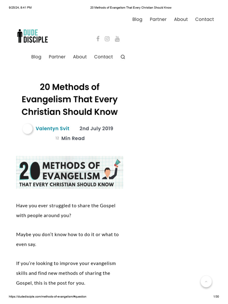 20 Essential Evangelism Methods | PDF | Jesus | The Gospel