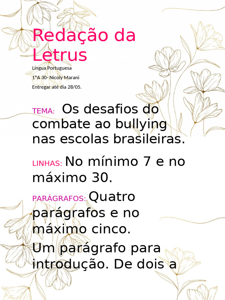 Redação Da Letrus - Bullying | PDF