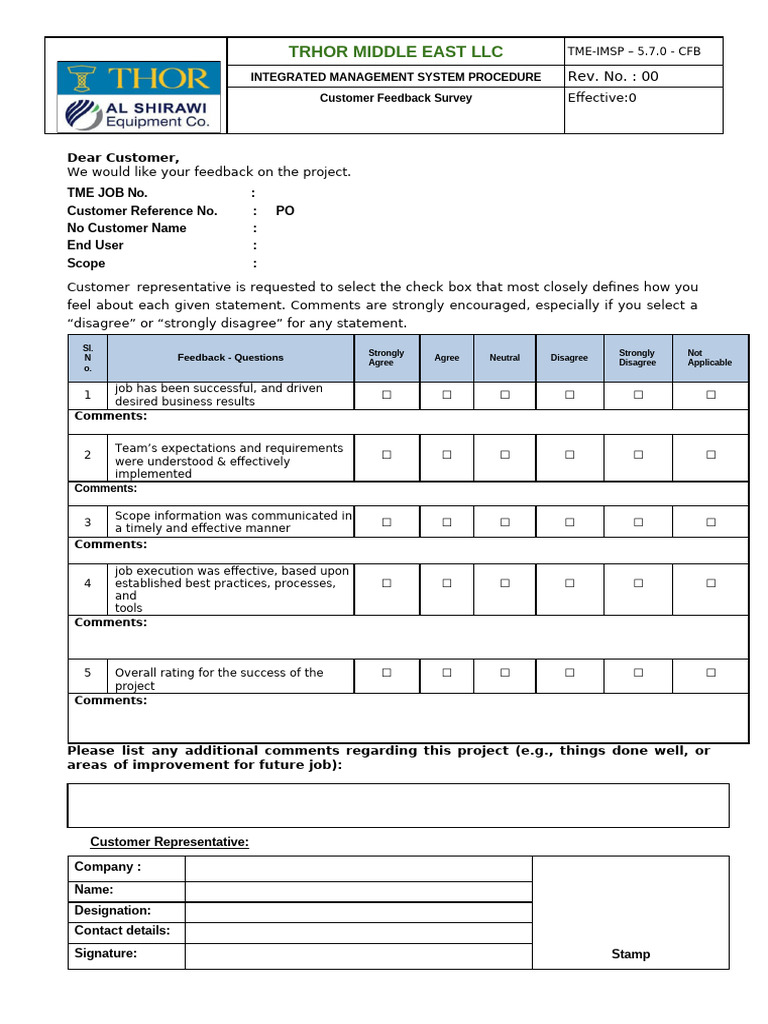 Customer Feedback Survey Procedure | PDF | Computing | Human Communication