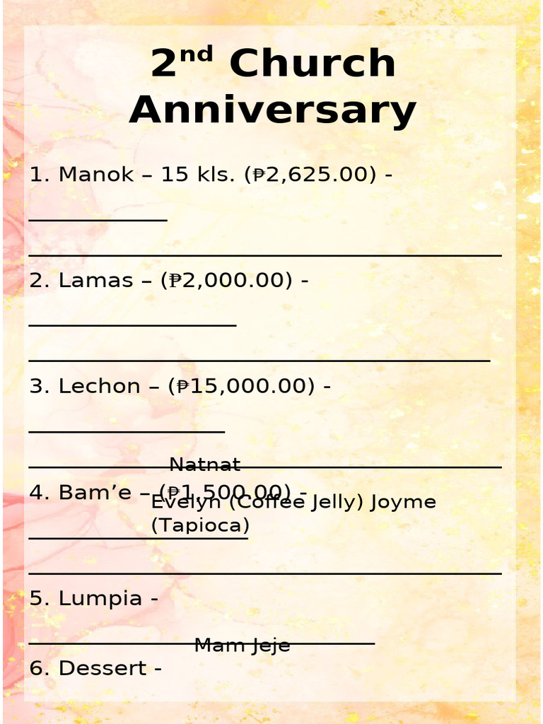 church anniversary | PDF
