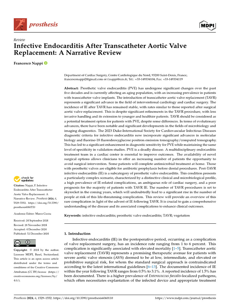 Infective Endocarditis Post-TAVR Review | PDF | Infection | Sepsis
