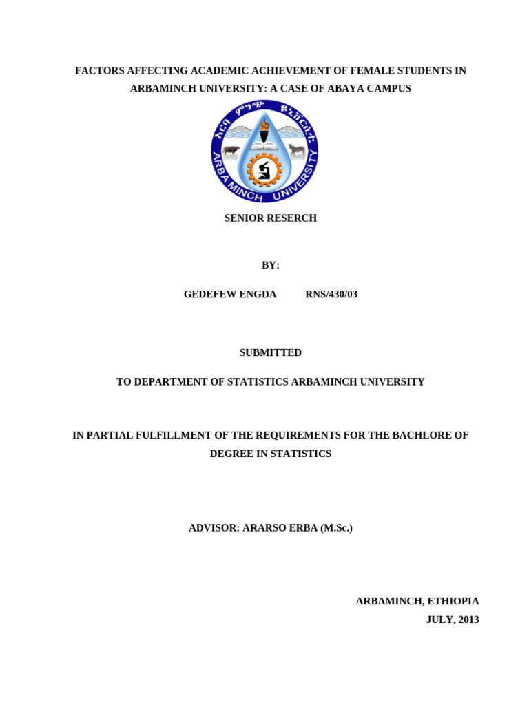 arba minch university | PDF | Errors And Residuals | Coefficient Of ...