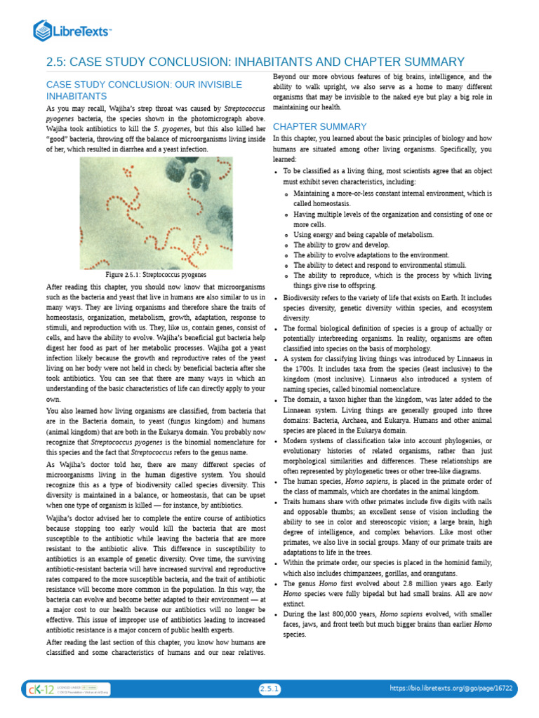 2.5! Case Study Conclusion! Inhabitants and Chapter Summary | PDF ...