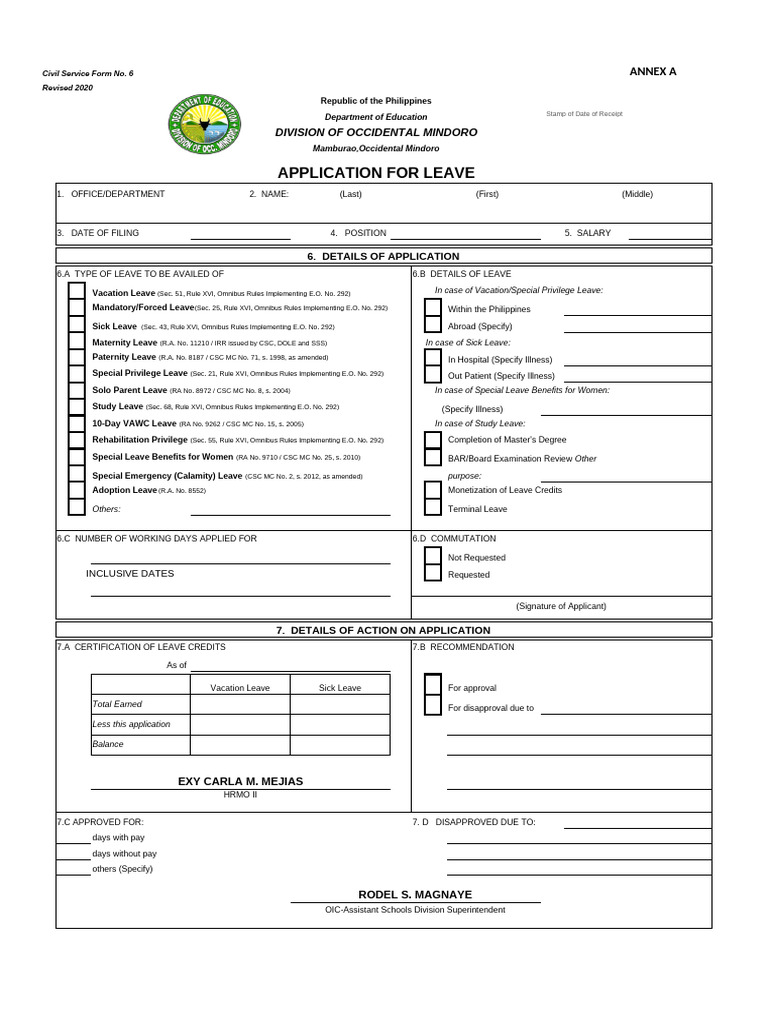 Civil Service Leave Application Form | PDF | Parental Leave | Sick Leave