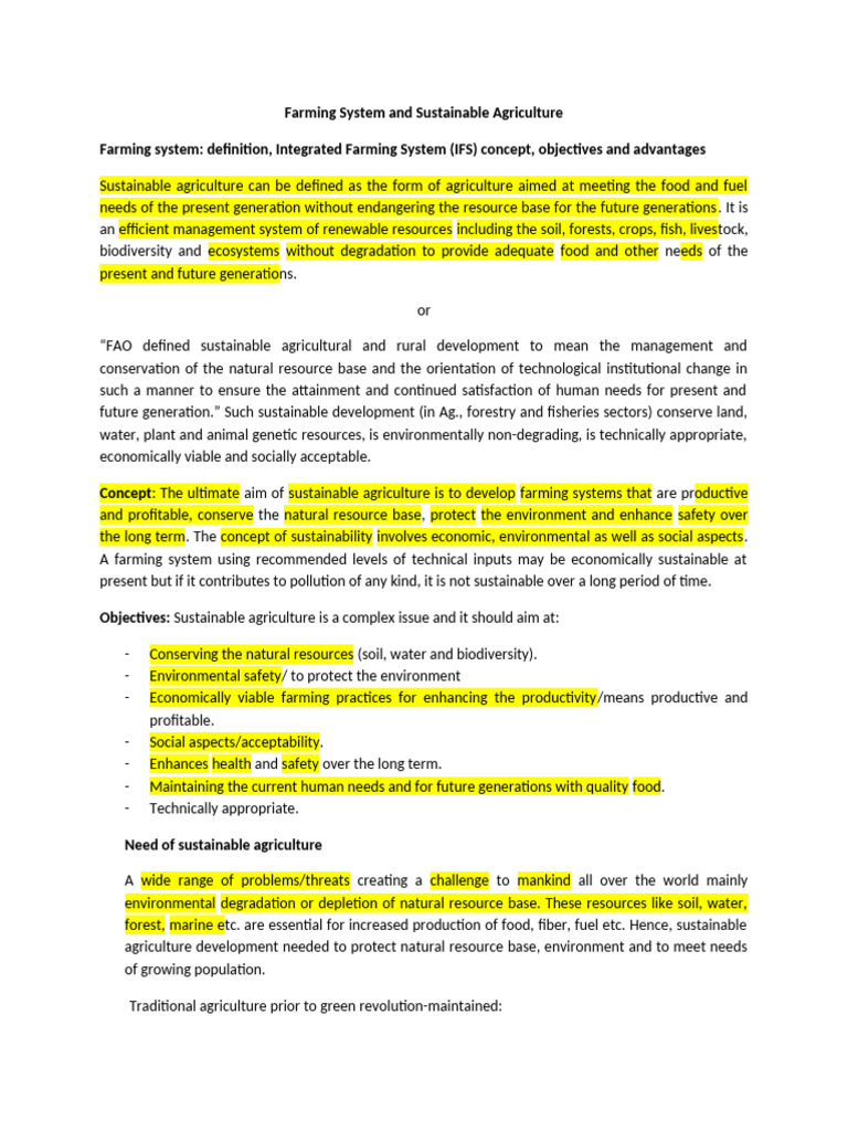 Integrated Farming System Pdf Agriculture Sustainable Agriculture