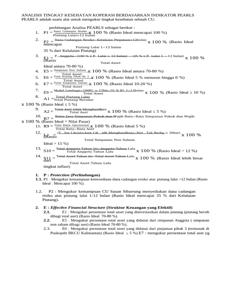 Analisis Kesehatan Koperasi PEARLS | PDF