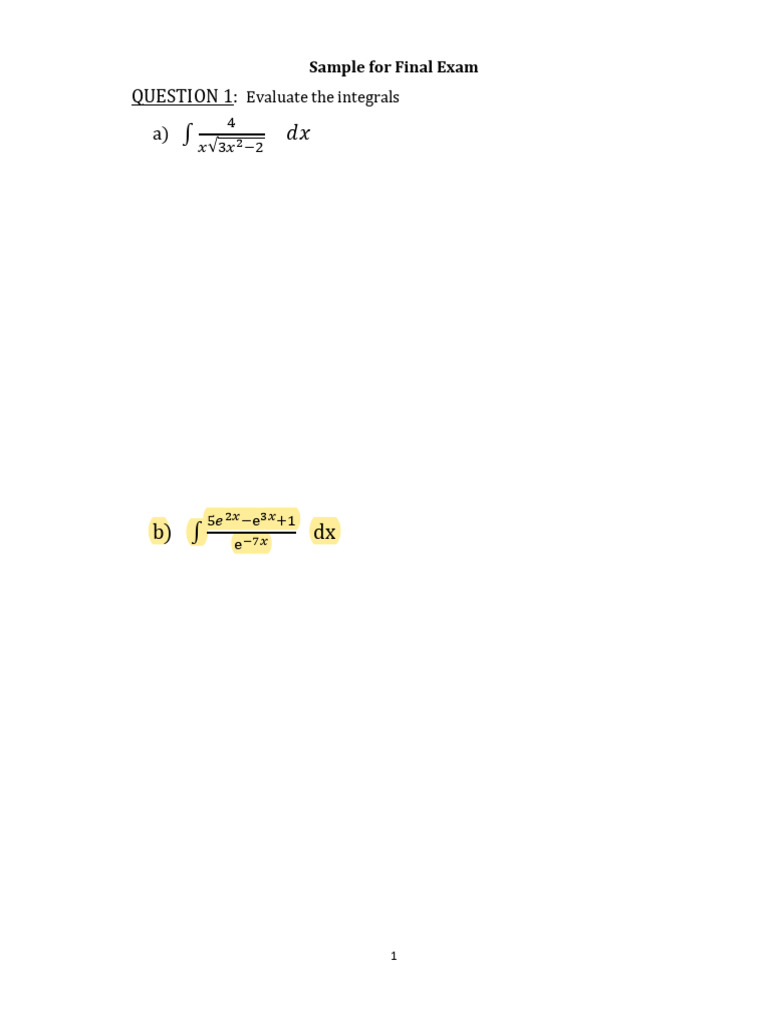 Sample Final MATH-113 Fall 2024 - 01 | PDF
