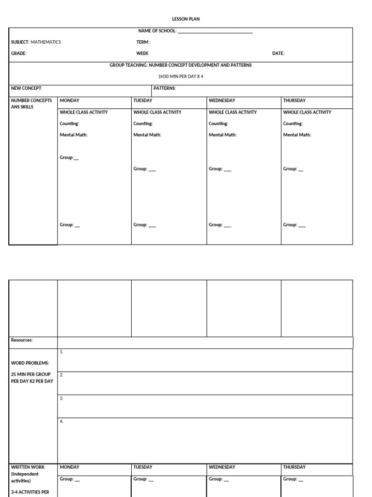 Grade 2 Math Lesson Plan Template Pdf
