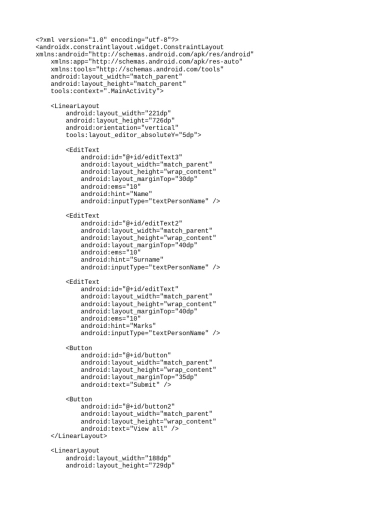 Android Form Layout Example | PDF