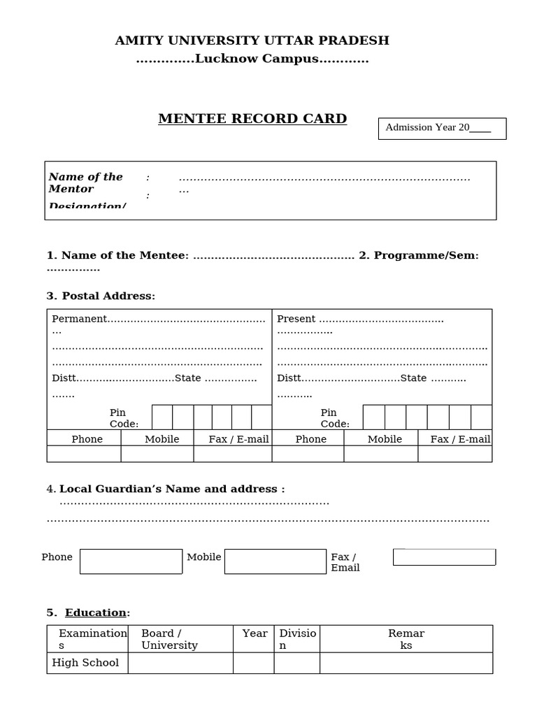 Mentee Record Format | PDF