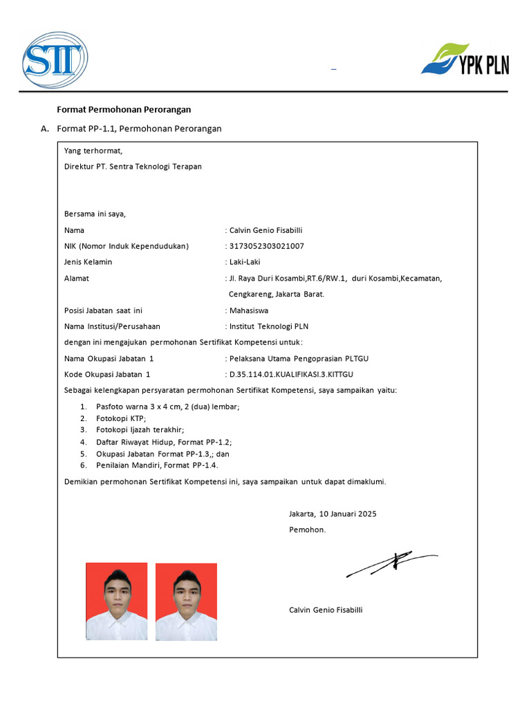 Format Pendaftaran PP 1.1 - PP 1 | PDF