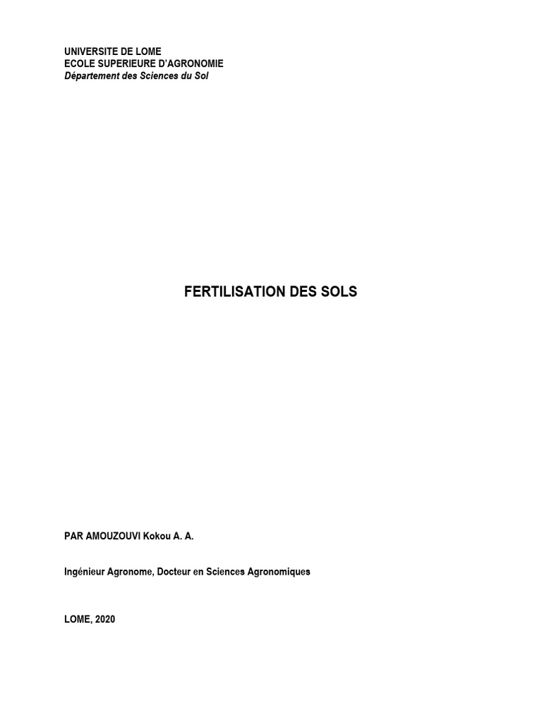 Fertilisation des Sols : Guide Complet | PDF | Fertilisant | Fertilité ...