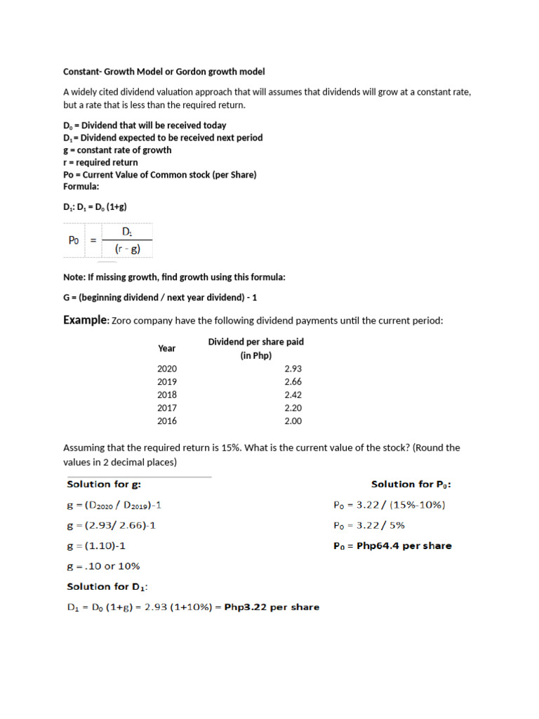 Dividend and Free Cash Flow Valuation Models | PDF | Discounted Cash ...