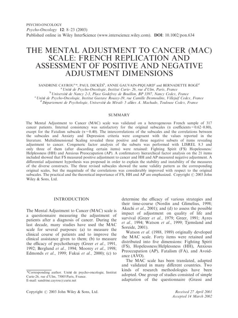 French Validation of MAC Scale | PDF | Statistical Analysis | Teaching ...