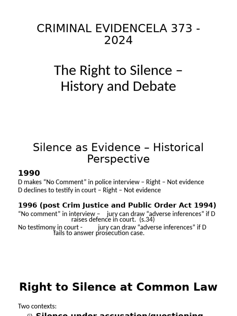 The Right To Silence - History and Debate 2024 | PDF | Right To Silence ...