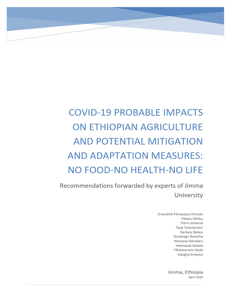 Covid19 Impact On Eth Agri and Mitigation | PDF | Food Security ...