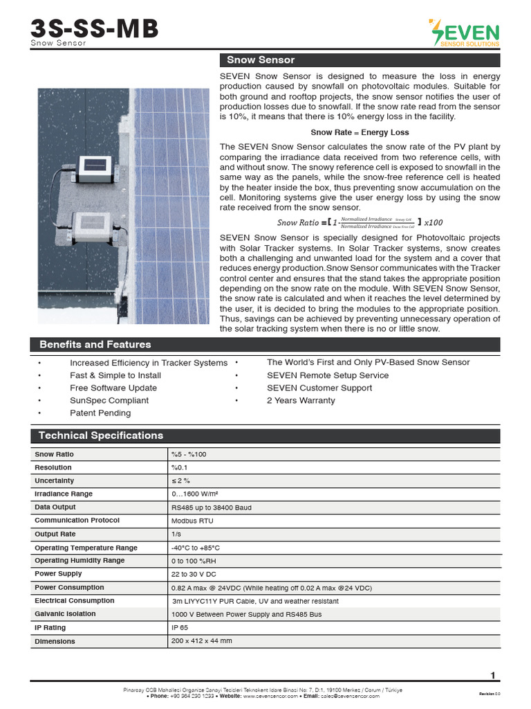 SEVEN Snow Sensor for PV Efficiency | PDF | Photovoltaics | Snow