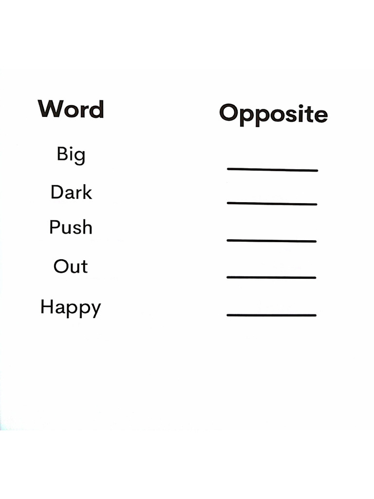 Word and Opposite | PDF