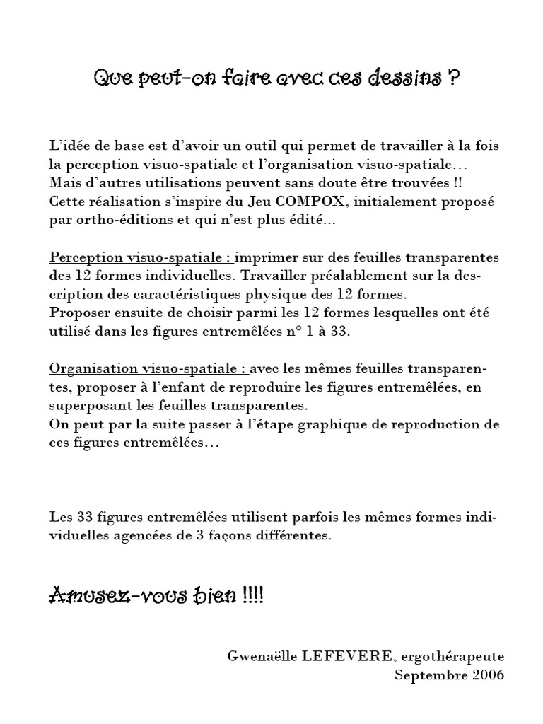Exercices de perception visuo-spatiale | PDF