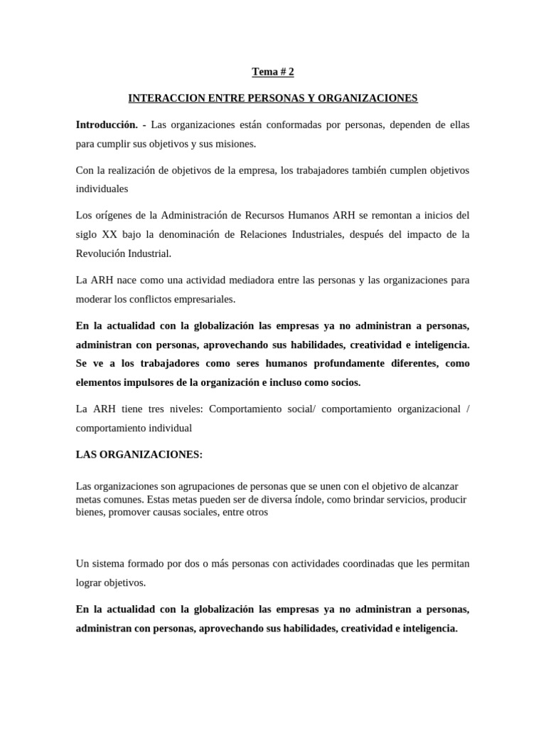 Interacción entre Personas y Organizaciones | PDF | Motivación ...