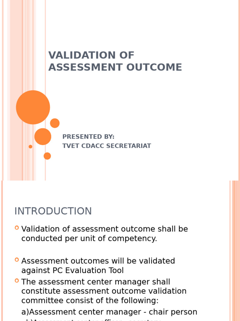 Assessment Outcome Validation Process | PDF