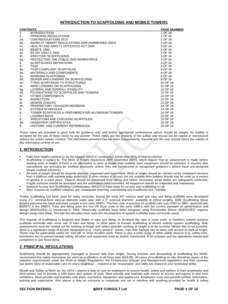 Scaffolding and Mobile Towers Guide | PDF | Scaffolding