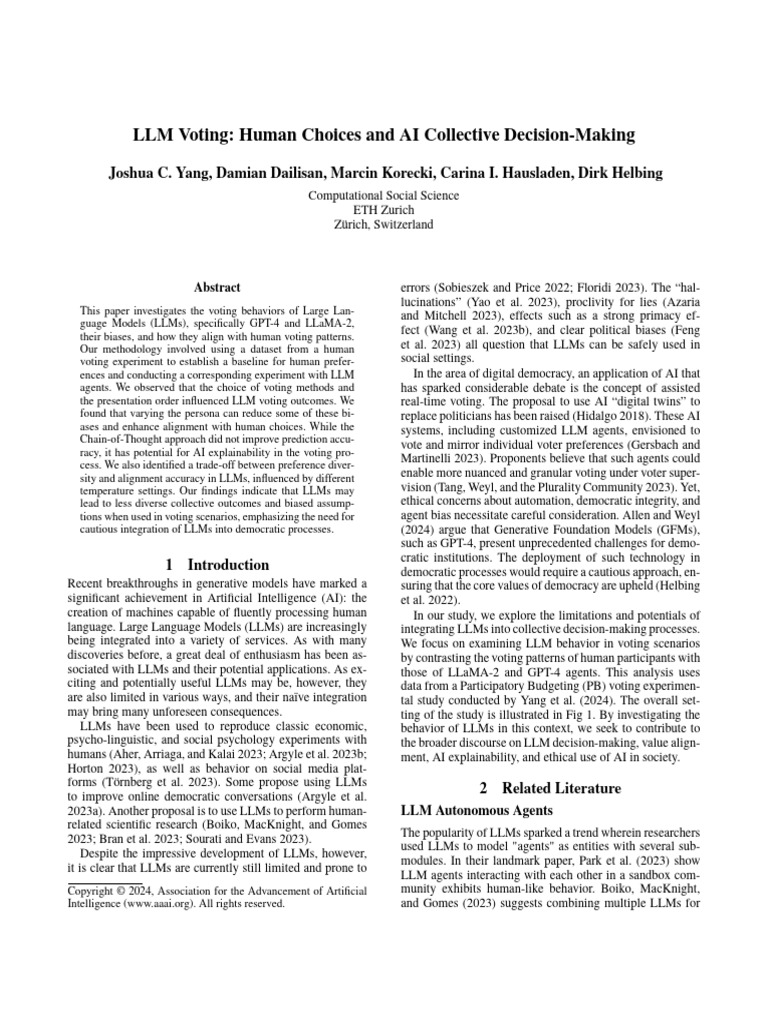 LLM Voting: Biases and Human Alignment | PDF | Artificial Intelligence ...