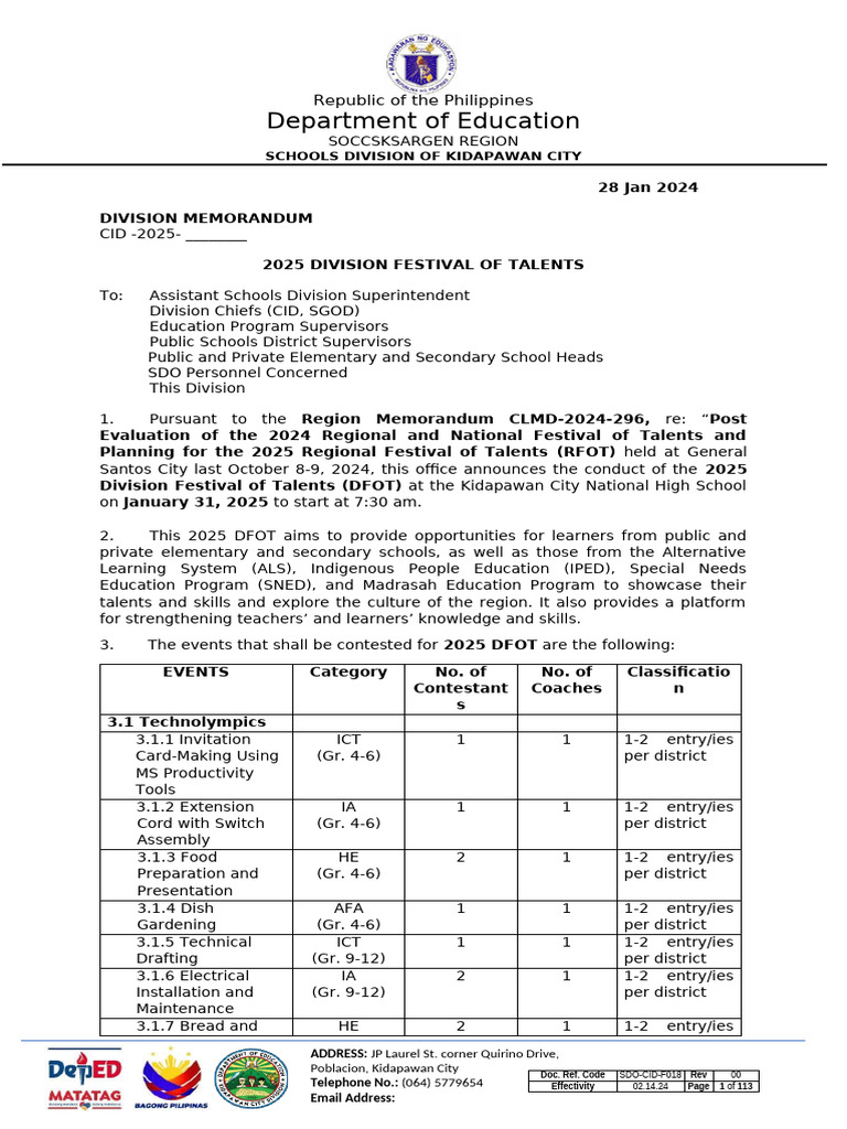 2025 Division Festival of Talents | PDF