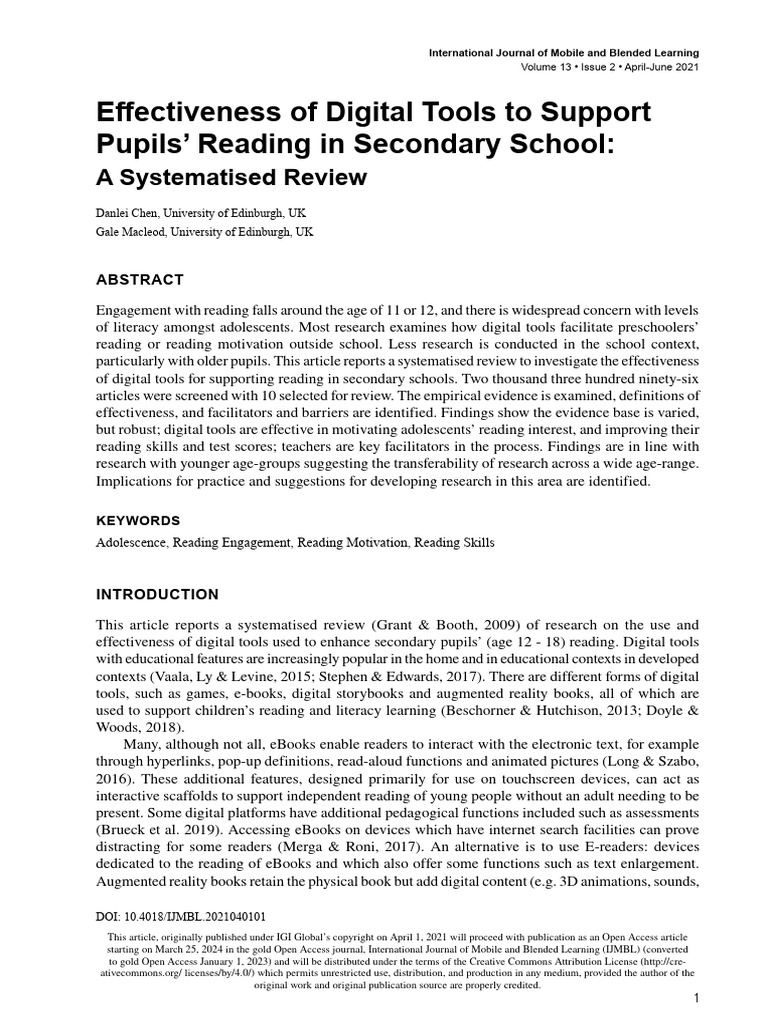 Effectiveness of Digital Tools To Support Pupils | PDF | Systematic ...