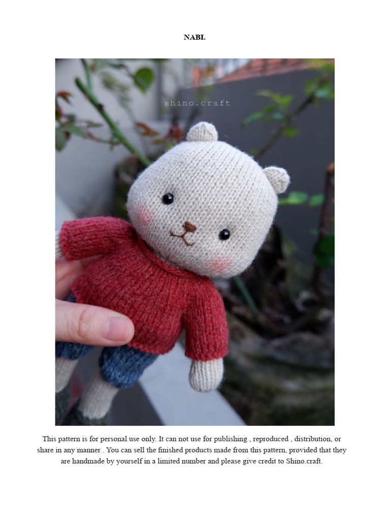 Knitting Pattern for Nabi Doll | PDF | Knitting | Yarn